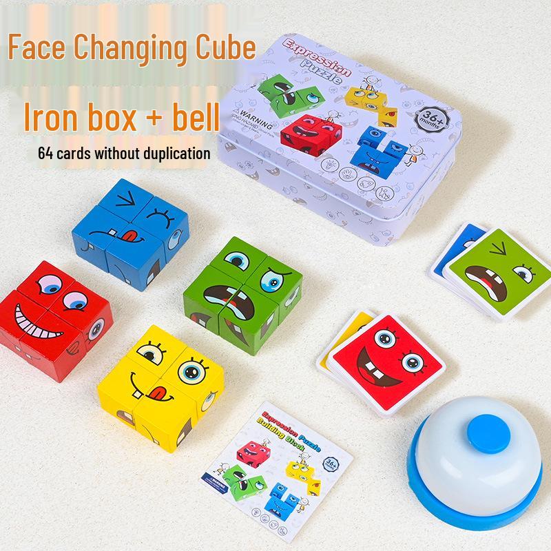 Smiley Face Magic Cube: Educational Building Blocks & Interactive Parent-Child Tabletop Game