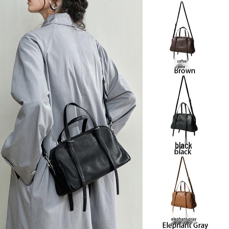 Qiu Zhen Lambskin Retro Casual Commute Leather Shoulder Bag - Versatile Crossbody Bag