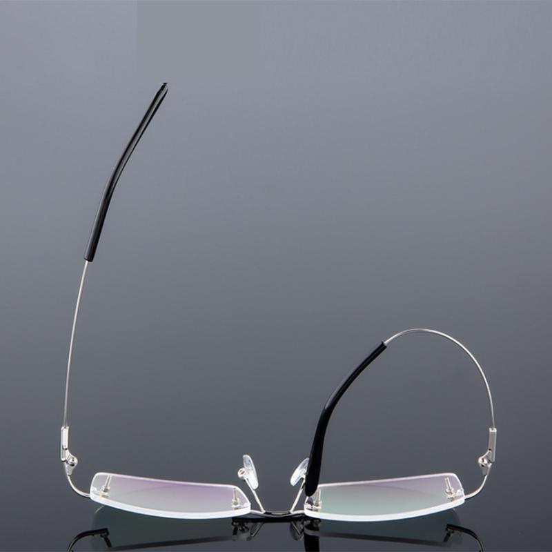 Blaulichtblockierende Titanlegierung Randlose Quadratische Kurzsichtigkeitsbrille Damen Herren Randlose Korrektionsbrille 0 -0.5 -0.75 Bis -6.0