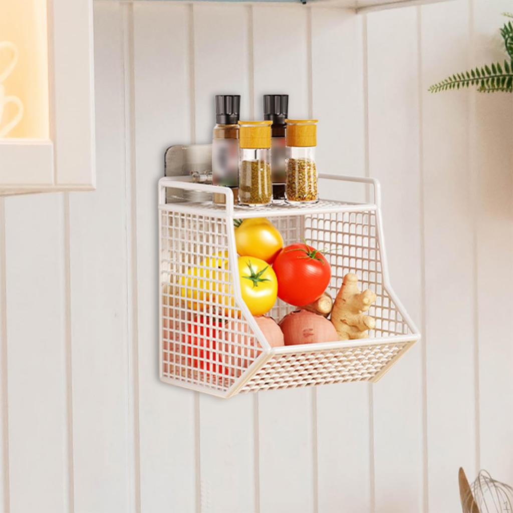 Cabinet Storage Basket, Ginger Garlic Holder, Spice Rack, Hanging Wire Kitchen Organizer for