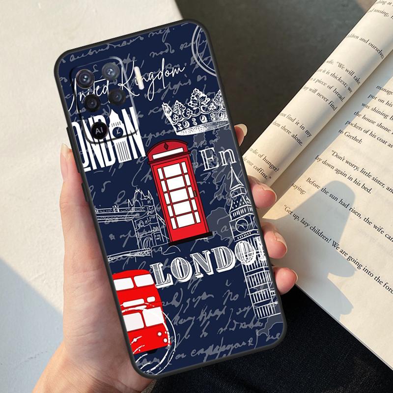 London Bus England Big Ben Case For Oppo A74 A57 A17 A77 A18 A38 A58 A78 A98 A54 A94 A80 A60 A40 A96 A76 A16 A15 A5 Pro