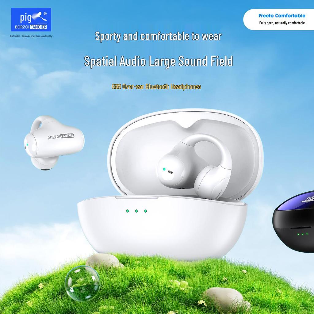 Wireless Ear Clip Bluetooth Earbuds - 22-Hour Battery, Waterproof, Sweatproof, Clear Calls, Long-Wearing, Sports Earphones