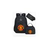 (Black Manchester United) Football Star Peripheral Backpack Student Schoolbag Three-piece Lunch Bag Pencil Bag Children Men's Style