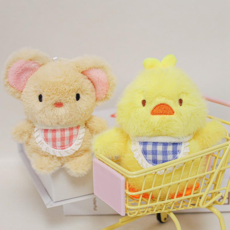 Cartoon Chicken Elephant Rabbit Cat Bear Mouse Plush Pendant Soft Animal Stuffed Toys Doll Lovely Key Chain Backpack Decor Gift