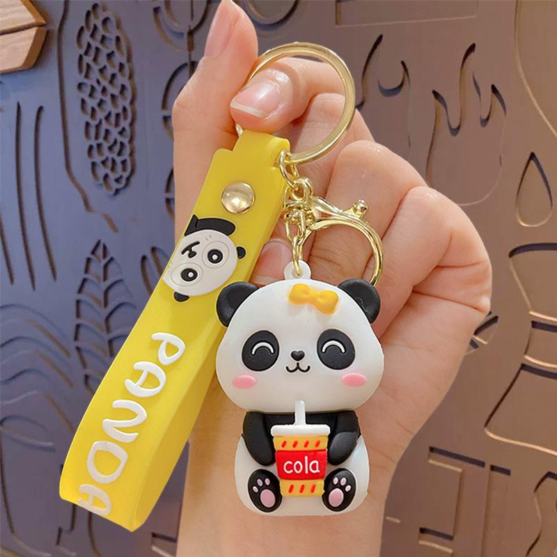 Cartoon Foodie Red Panda Keychain Pendant Cute Schoolbag Pendant Car Key Chain Creative Small Gift