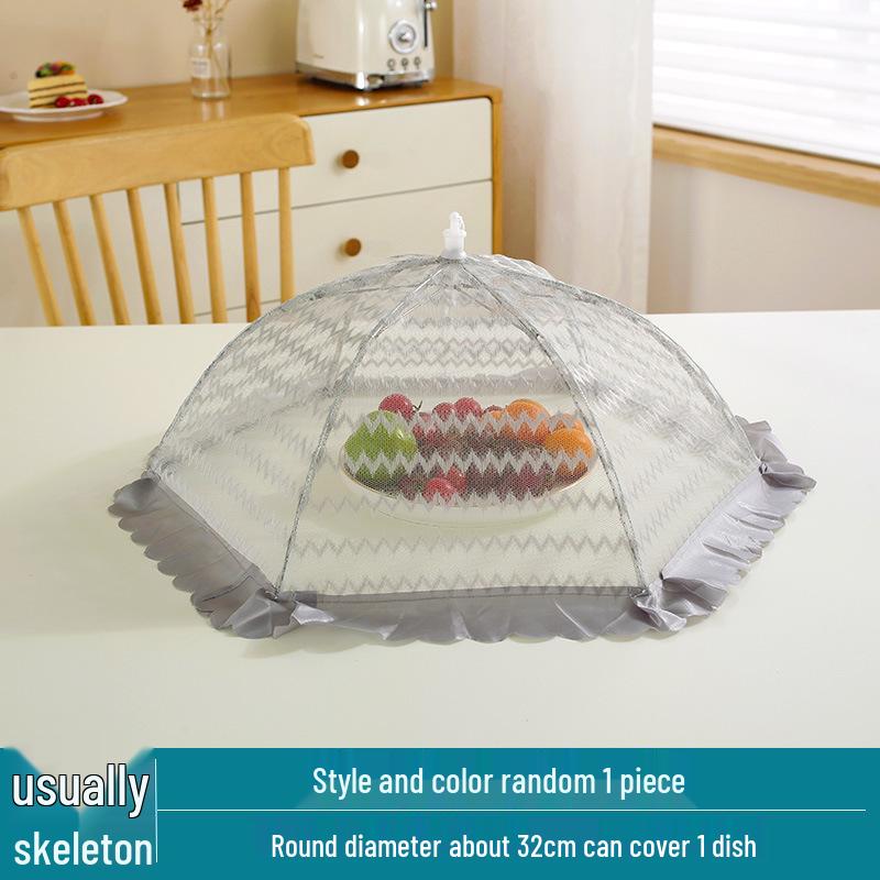 

Foldable European-Style Food Cover: Round, Washable, Fly-Proof, Dust-Proof, and Shrinkable Kitchen Umbrella.