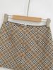 AY727-25 Autumn Plaid Skirt with Lace Waistband and Bow Detail