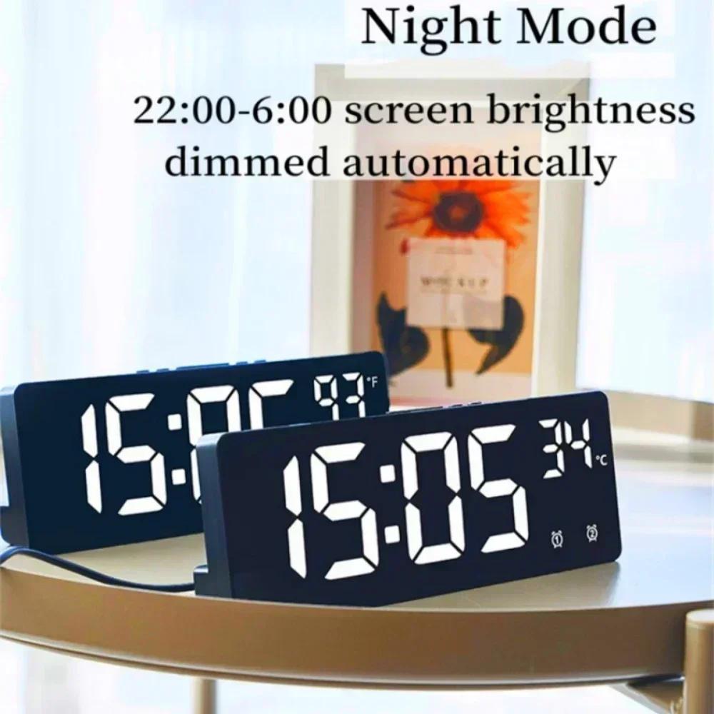 Smart Voice-Activated LED Alarm Clock with Dual Alarms Night Mode and Temperature Display for Bedroom or Desk