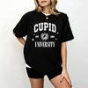 2026 Cupid University Tshirt College Style Valentine Heart Tshirt Short Sleeve Fashion Womens Tshirt Summer Casual Top