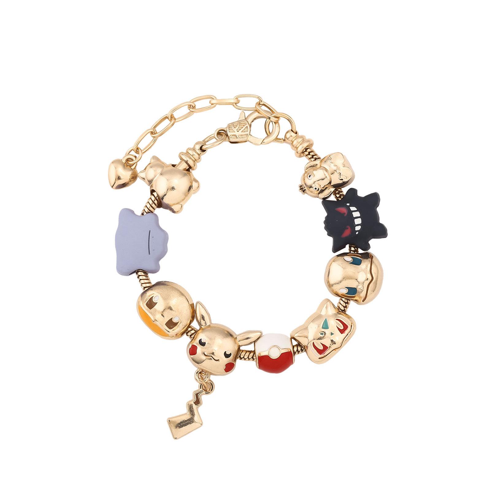 Cute Pokemon Gold Beaded Charm Bracelet Anime Jewelry Gift for Fans