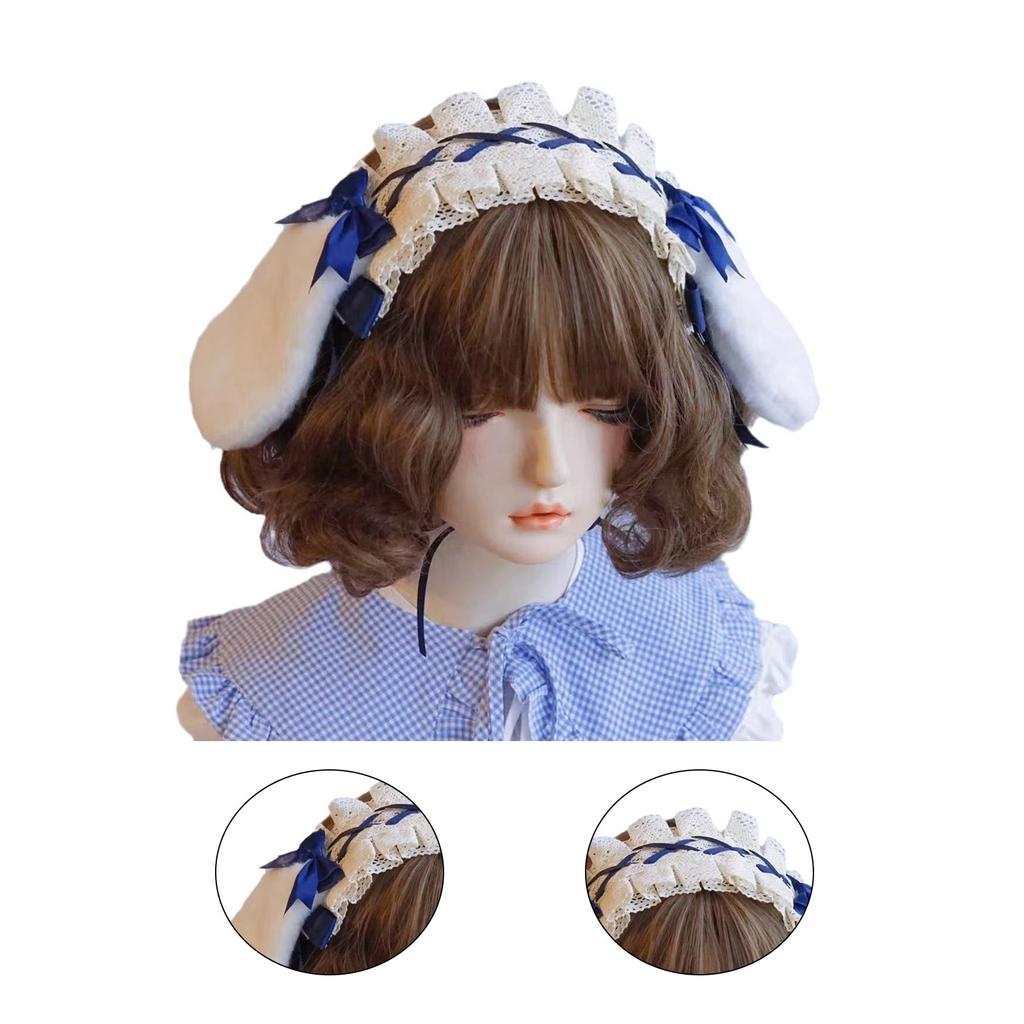 Gothic Lace Hairhoop for Girls Lolita Style Anime Rabbit Ear Headband Cosplay Costume Party Headdress ComicShow Headwear