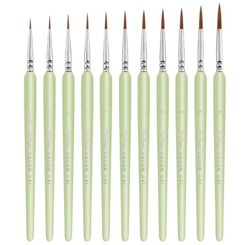 

Набор кистей для детализации 11 шт. Эргономичная рукоятка Миниатюрная кисть для тонкой детализации и акриловой, акварельной, масляной живописи, росписи лица