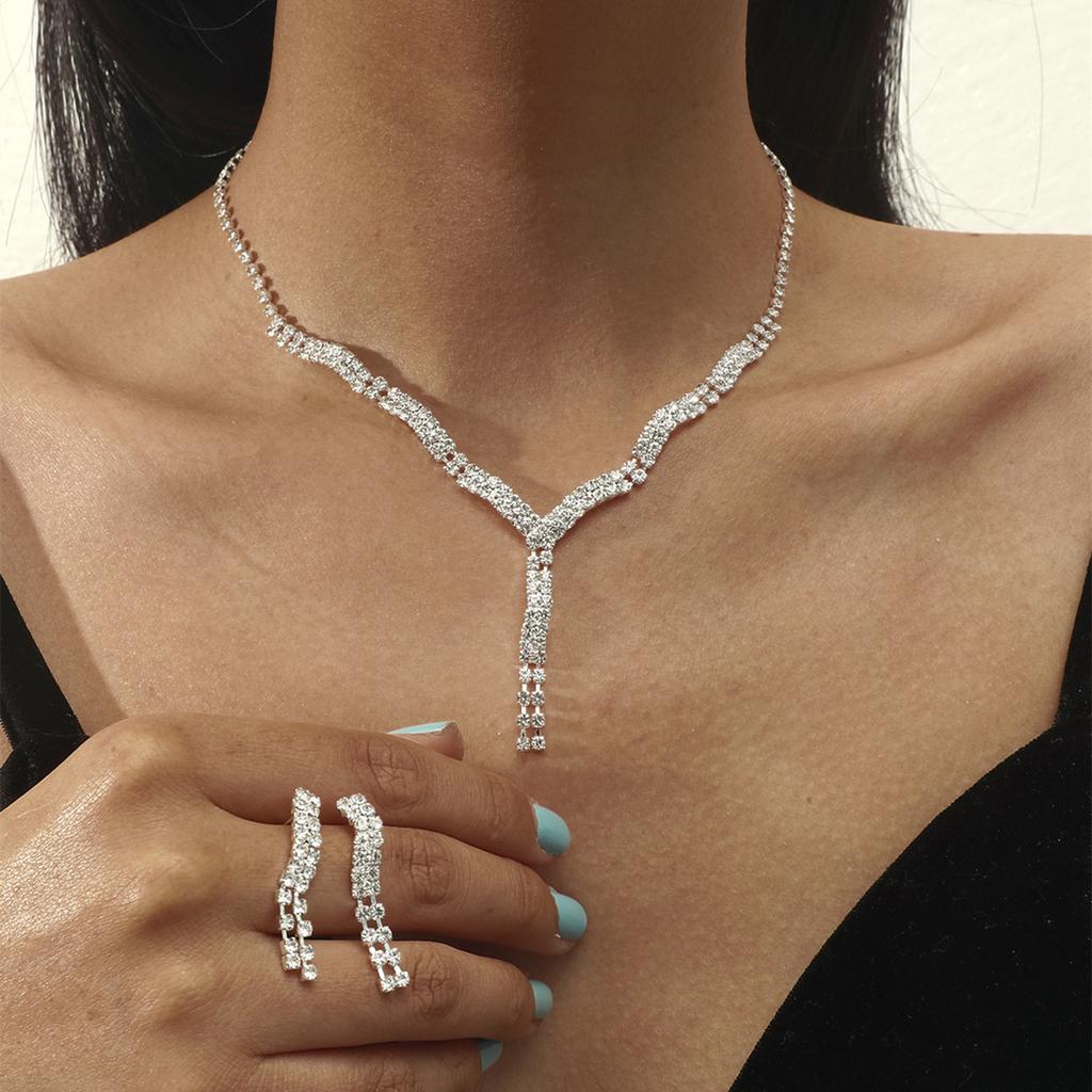 Accessori per abiti da sposa set due pezzi accessori da sera orecchini con strass collana da sposa produttore gioielli