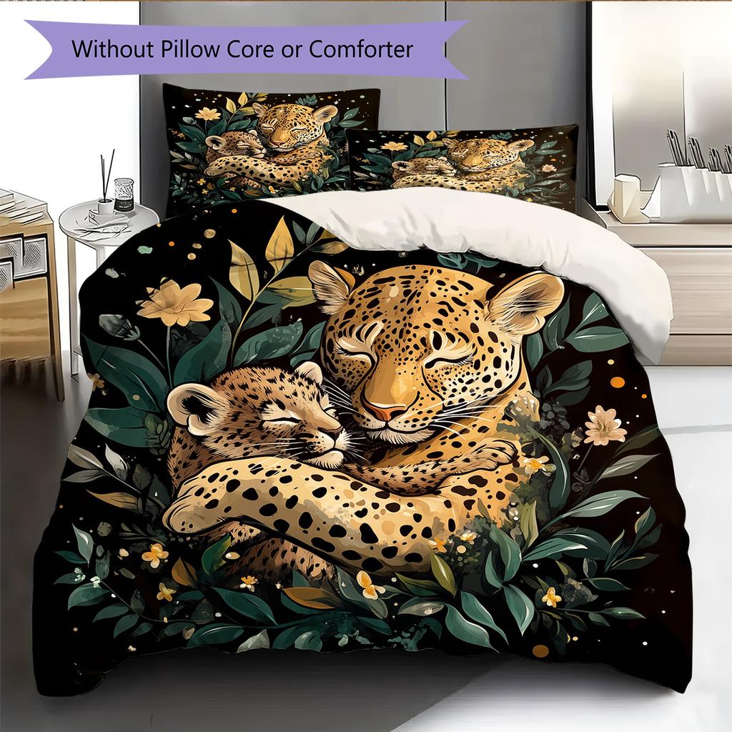 Hugging Animals  Pattern Bedding Quilt Set Quilt Cover Pillowcase Home Decoration  Gift (1 * duvet cover + 2 * pillowcase, without core)