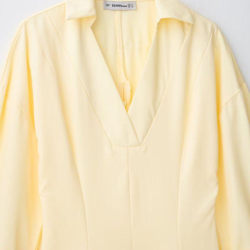 Kaslead New Women clothes Western Style Fashion Simple Slimming Lapel Shirts Trench coat Dress