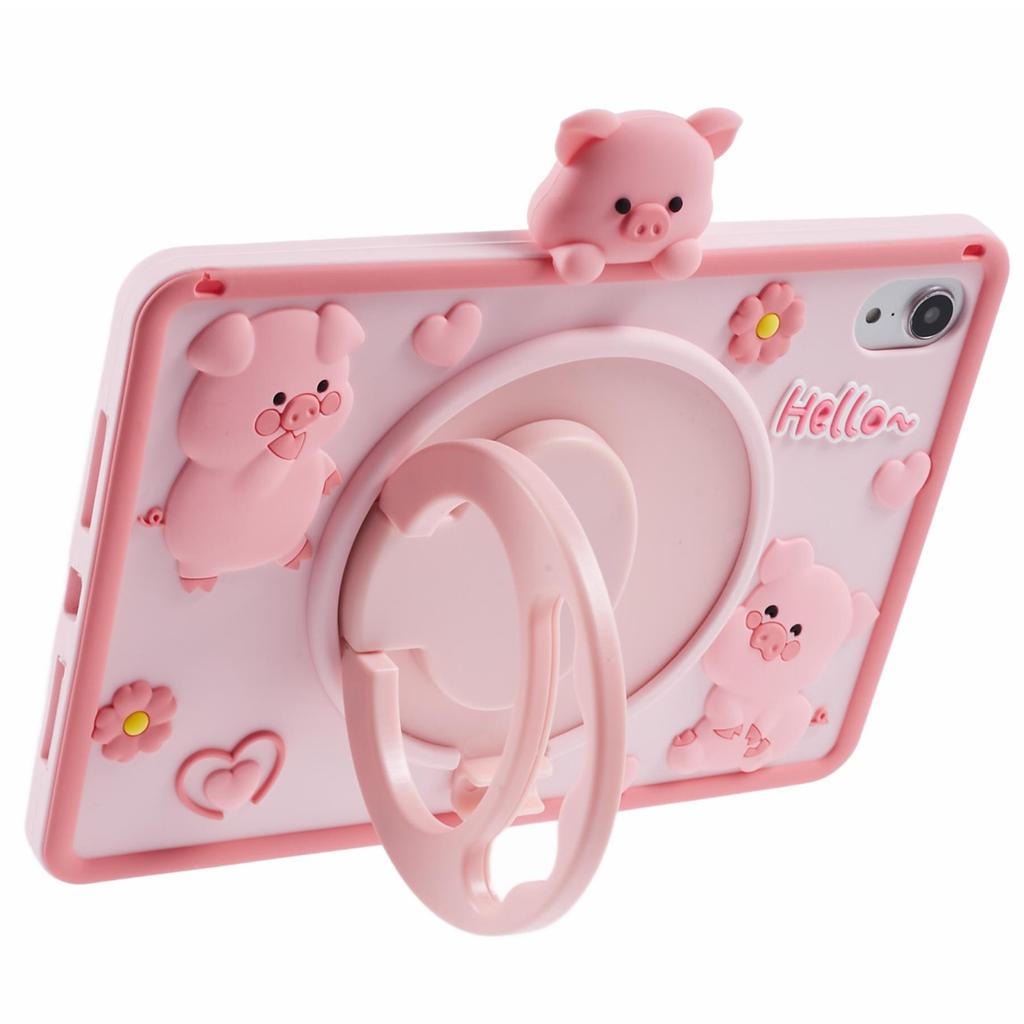 Pentru iPad mini (2024)/mini (2021) Husă de silicon cu curea de umăr suport de sprijin porc de desene animate husă tabletă