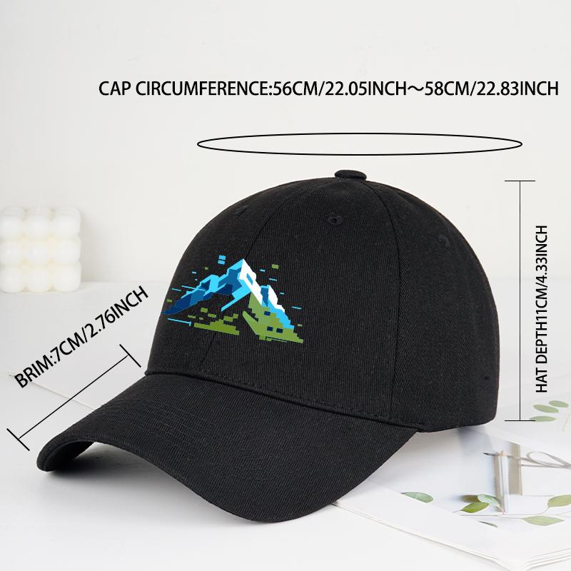 Fashion Pixel Snow Mountain Print Baseball Cap Retro Pixel Outdoor Style Outdoor Hiking Camping Travel Gift For Outdoor Enthusia