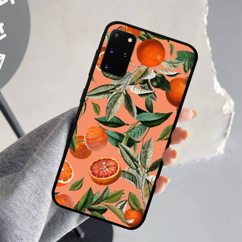 Sommer grüne Blätter Obst Zitrone Pfirsich Granatapfel Trauben Handyhülle für Samsung S21 S10 Lite S20 Ultra S9 S8 Plus S7 S6 Edge S5