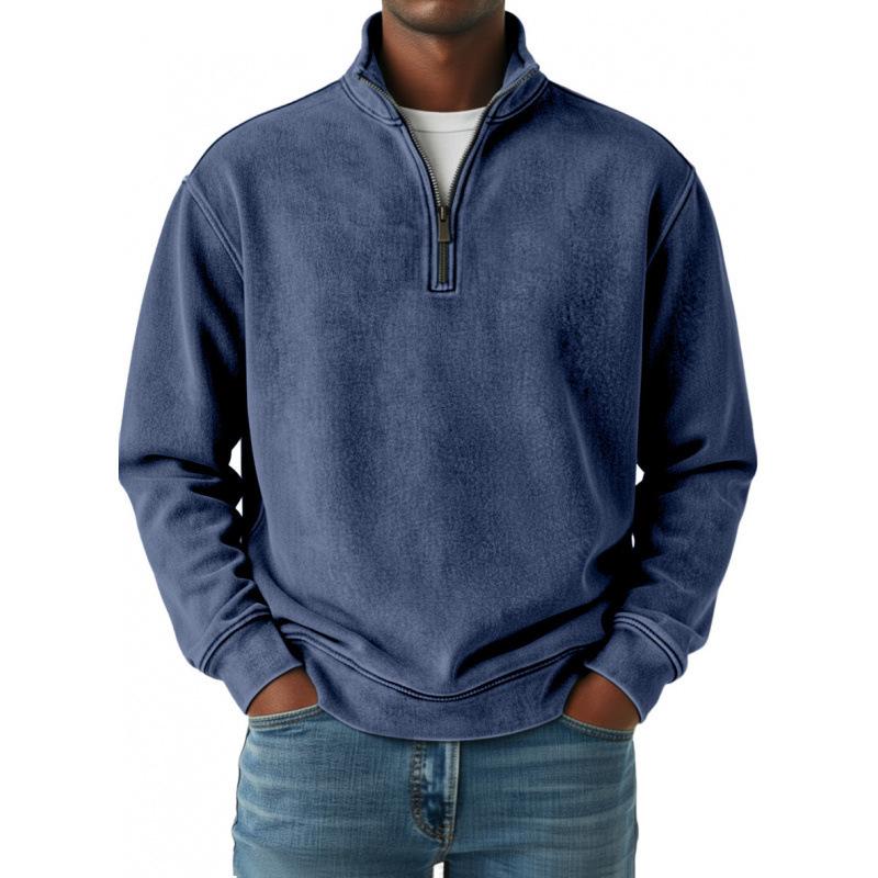 2025 European Style Men's 3D Print High Collar Half-Zip Hoodie for Spring/Autumn
