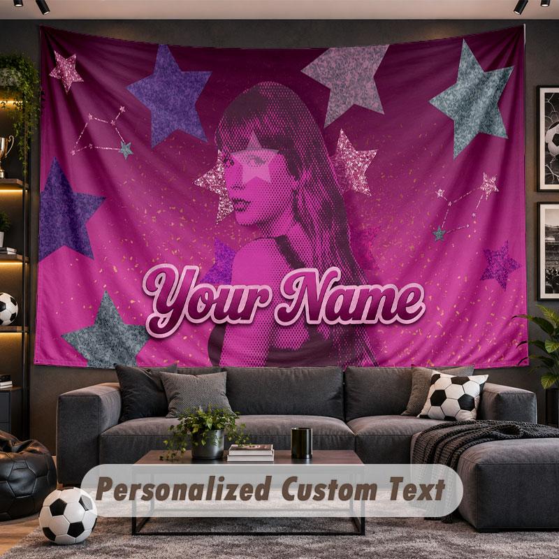 Wall Hanging Tapestry Custom NameTaylor Swift Pattern Personalized Printed Fabric Wall Decor