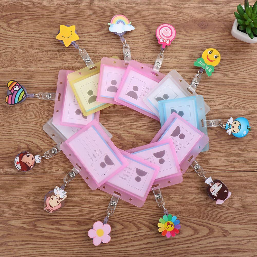 Cartoon Nurse Doctor ID Badge Holder with Retractable Reel, Retractable Metal Clip Business Work Card/Name Tags Badge Holders