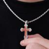 Stainless Steel Cross Pendant Necklace Men Women Hip Hop Style Full Zircon Crystal Chain Jewelry