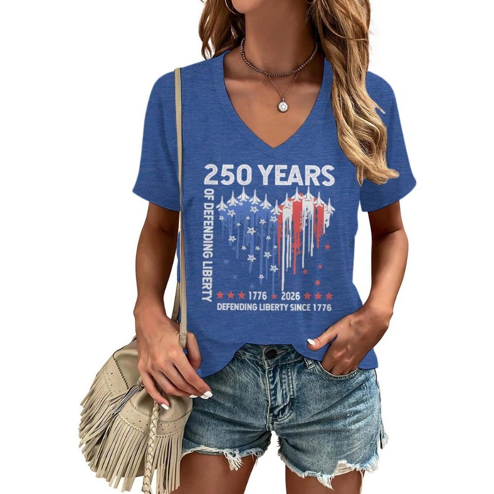 Fourth of July Shirt for Women 250th America Anniversary TShirt USA Flag Heart Design Graphic Tee Top Gift T-shirts