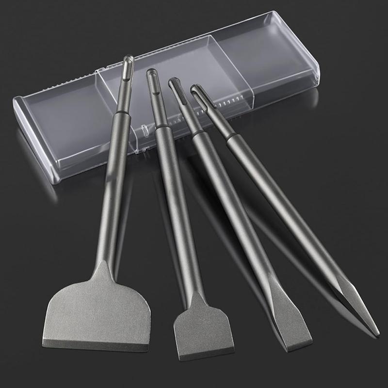 A96I-SDS Chisel Set, 4Pcs Tile Removal Chisel Bits For SDS Plus Rotary Hammer Drill Attachments, For Demolition Chipping