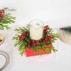 Artificial Greenery for Table Dining Christmas Bow Wreath Door Hanger, Pine Candlestick Garland with Ribbon, Centerpiece Rustic Farmhouse Wall Decor,