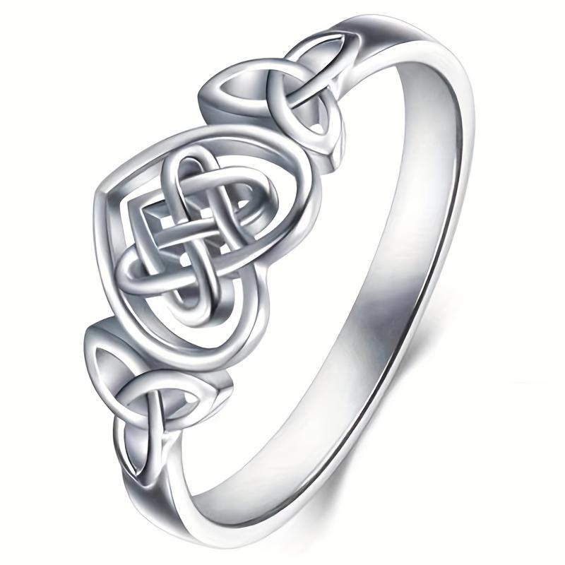 Celtic Knot Heart Design Ring Fashion Simple Eternity Wedding Band Jewelry Gift For Women Birthday Valentine's Day Anniversary