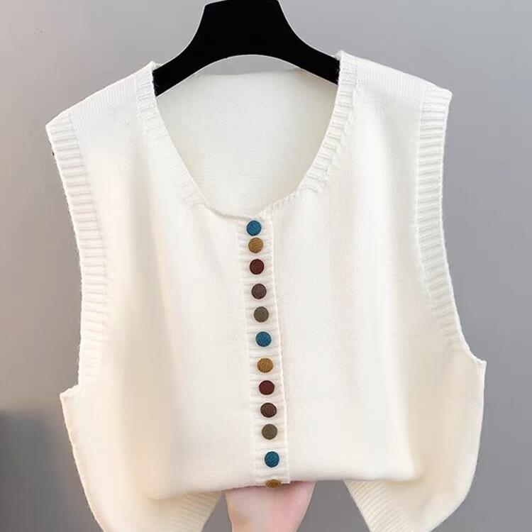 Vest Womens Vest Jacket Autumn and Winter Vest Updated Knitted Sweater V-neck Relaxed Fit Trendy Vest Cardigan