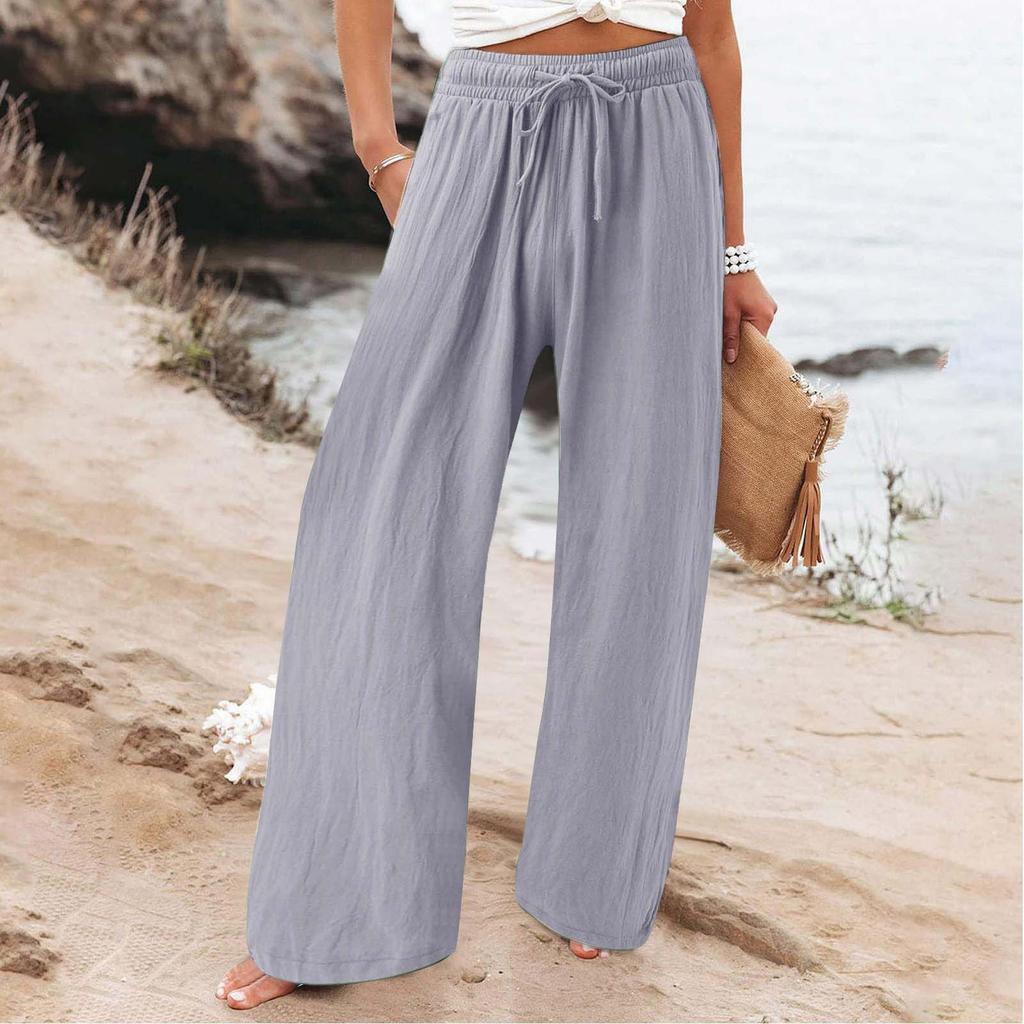 Women's Fashionable Loose Casual Color High Waist Wide Leg Casual Pants