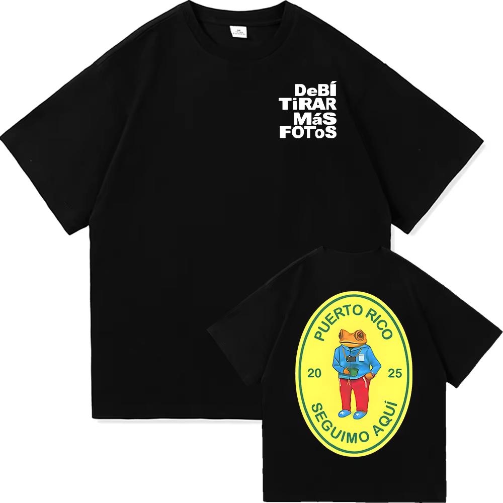 Bad Bunny Deb Tirar Ms Fotos World Tour 20252026 Tshirt Funny Vintage Frog T Shirt Unisex Women High Quality Cotton Tees Shirts