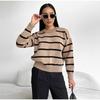 Winter Autumn Loose Round Neck Striped Knitted Pullover Women Long Sleeve Casual O-neck Sweater