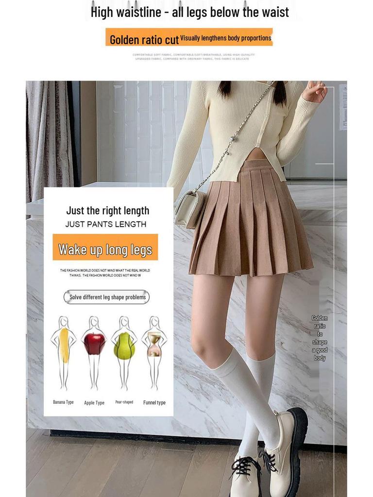 New 2024 Women's High Waist Black Pleated A-line Skirt - Short, Slimming, Summer to Autumn Style