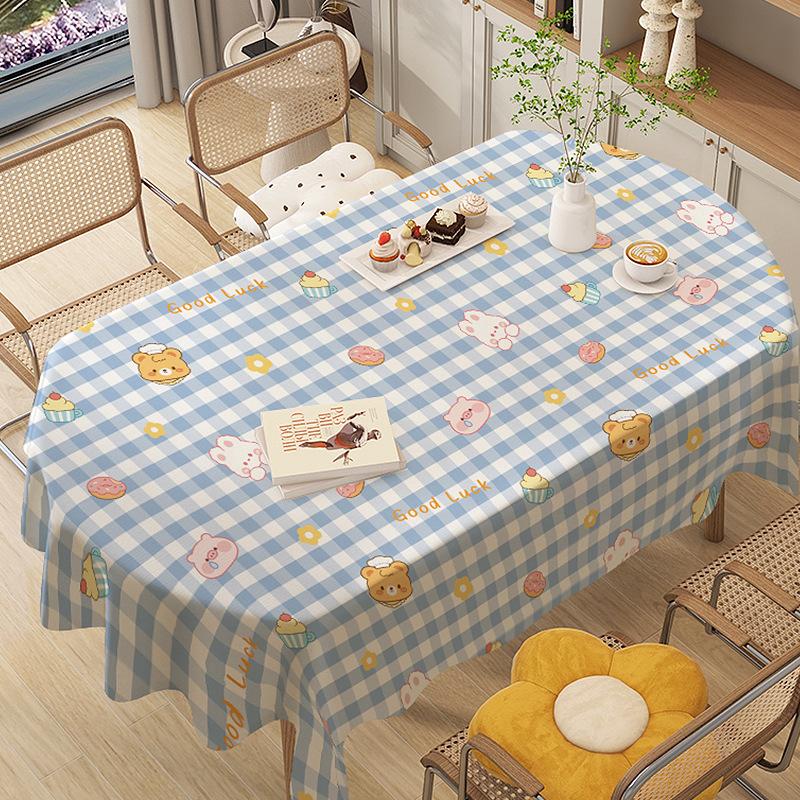 Cartoon Tablecloth Waterproof And Oil-Proof Leave-In Cream Tablecloth Dining Table Cloth Pvc Coffee Table Cloth Kindergarten Plaid Chair