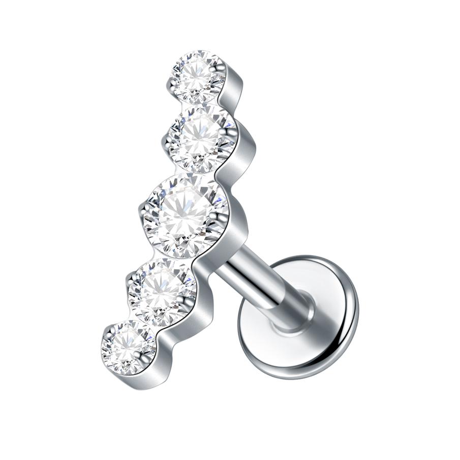 1Pc G23 Titanium Cz Crystal Ear Cartilage Tragus Helix Daith Piercing Internal Thread Lip Stud Labret Piercing Body Jewelry 16G