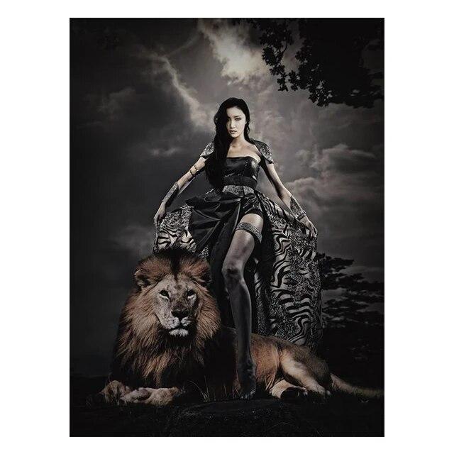 Jesus Lion Cross Christian Wall Art Canvas Painting Abstract Posters and Prints Vintage Home Decorative for Living Room Pictures No Frame