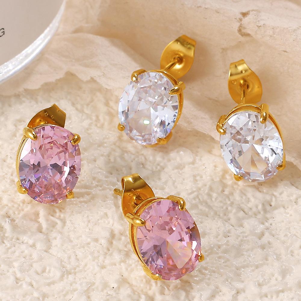 Stylish Butterfly Droplet Earrings Stainless Steel Gold Plated Zircon Daily Earrings