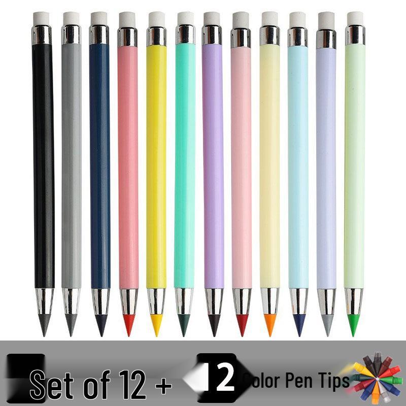 Eternal Pencil: No-Sharpen, Erasable, Break-Resistant Lead, Inkless, Ideal for Sketching & Correcting Writing Posture (Student Set)