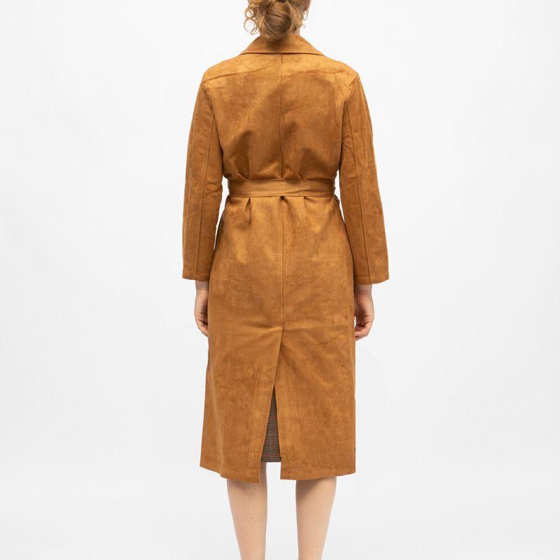 Trench long camel effet daim faragot à nouer Femme LA PETITE ETOILE