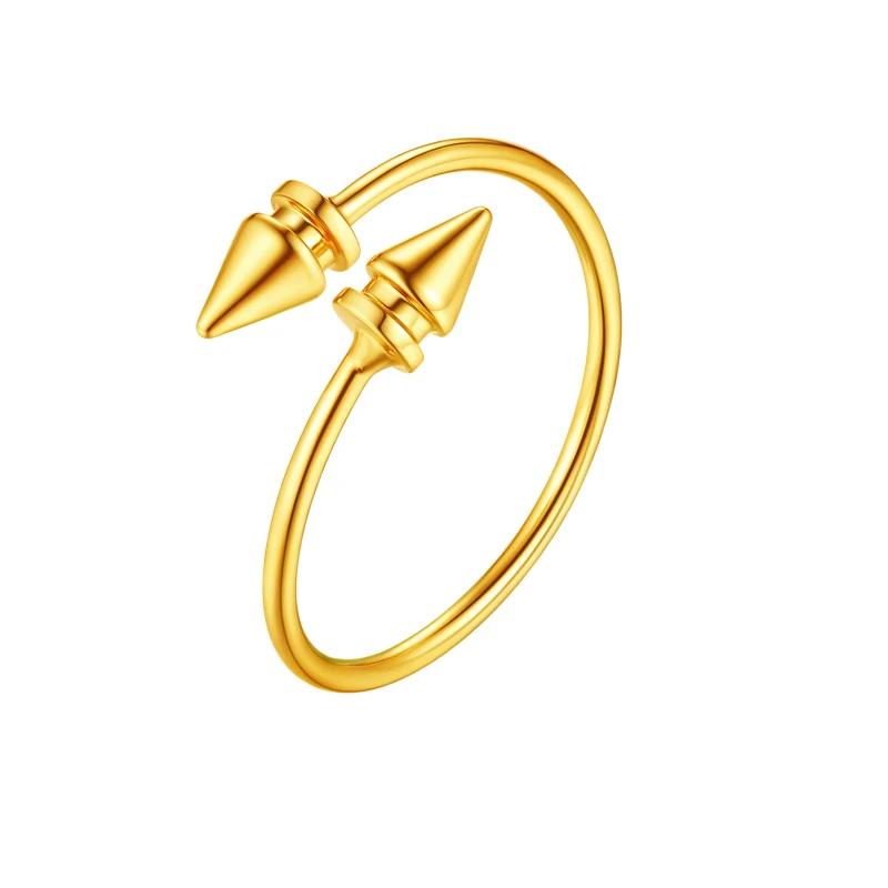 Multiple Styles 14K Gold Color Open Ring Cuffs for Women Arrow Heart Leaf Bamboo Layers Wrapped Resizable Ring Jewelry Gift