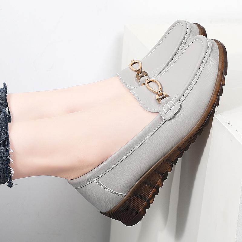 Women's Black Loafers Moccasins Casual Slip On Grey Flats Walking Shoes for Mother Plus Size