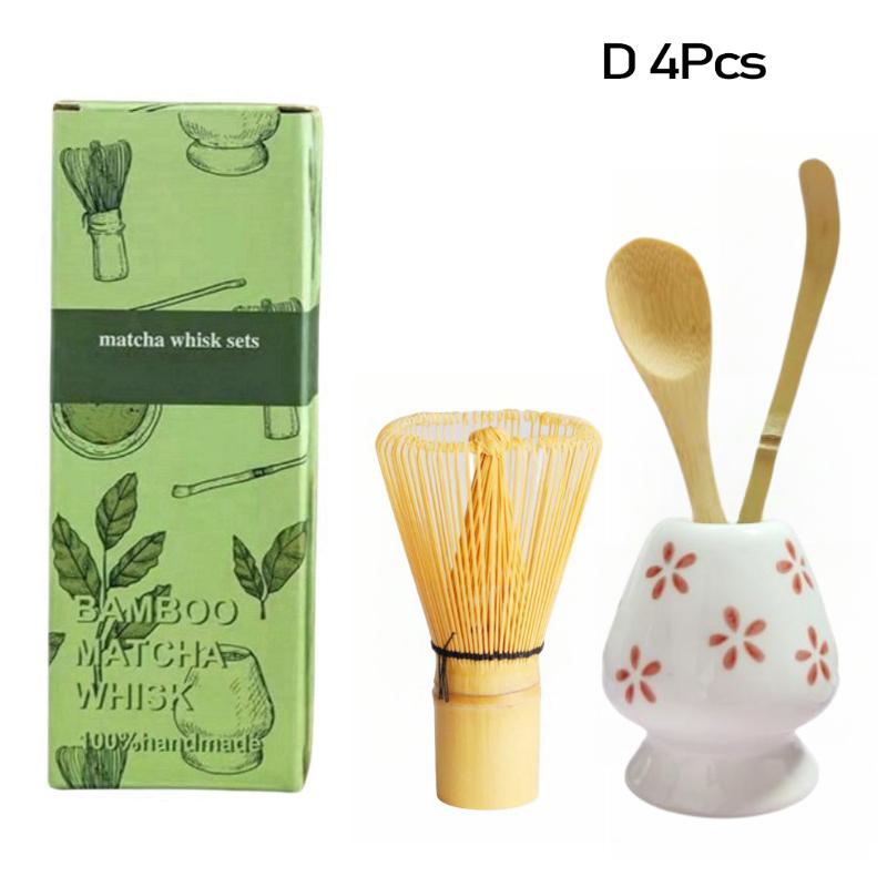 3/4Pcs Japanese Matcha Tea Set Safe Bamboo Whisk Teaspoon Tea Spoon Sets Indoor Beverage Shop Tea-Making Tools Accessories