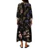 Women's Casual And Fashionable V-Veck Flower Print Long Sleeved Dress Long Sleeved Dress
