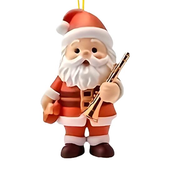 Santa Claus Christmas Ornament Cute Santa Plays Guitar/Sax/Trumpet Musical Instrument Acrylic Ornament for Christmas Tree Home Party Decor