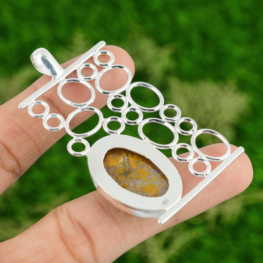 Daughters Day Deal 925 Sterling Silver Natural Polka Dot Agate Pendant Jewelry