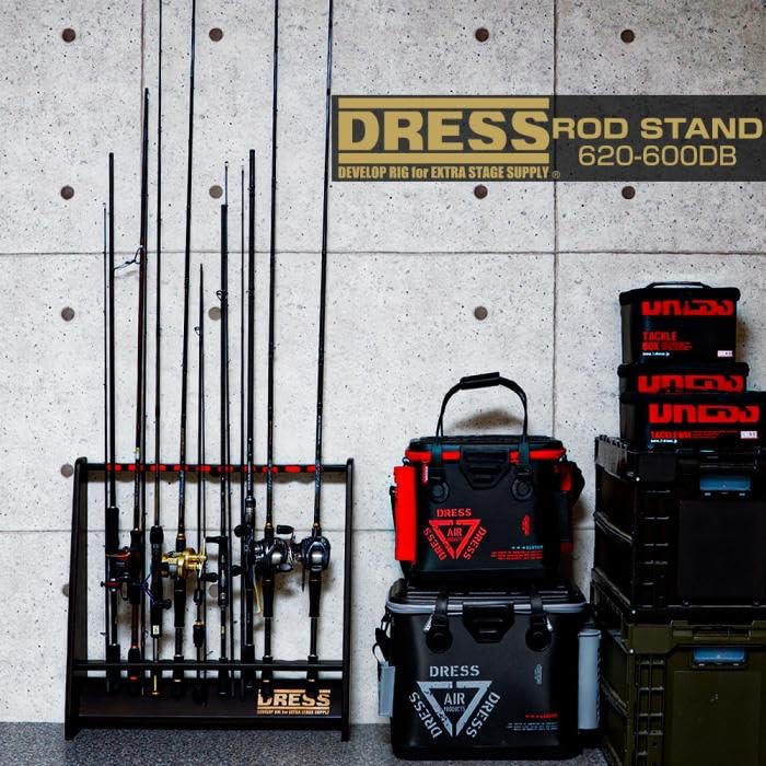 DRESS Wooden Rod Stand for 10 Rod Fishing Room Rods, Storage, Holder, Fishing, Gear, Rods, Stylish, Interior, Black,