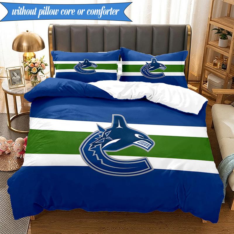 3PCS Vancouver Canucks Printed Bedding Set For Bedroom dormitory, Includes 1 Duvet Cover & 2 Pillowcases for All Seasons Home Decor Fan gifts