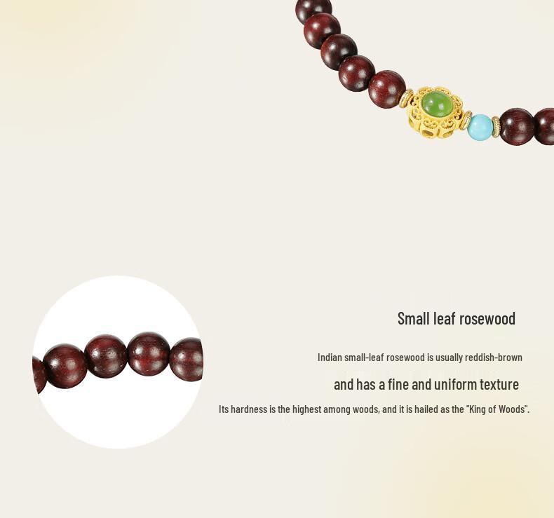 Women's Small-Leaf Red Sandalwood Bracelet, Straight Grain, Chinese Style, High Oil & Density, Wenwan Buddhist Prayer Beads.